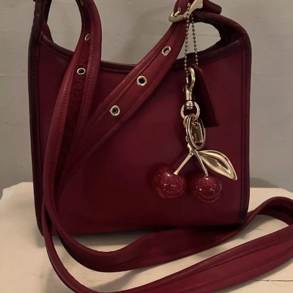 COACH Cherry Glitter Key Chain Bag Charm - Picture 2 of 5